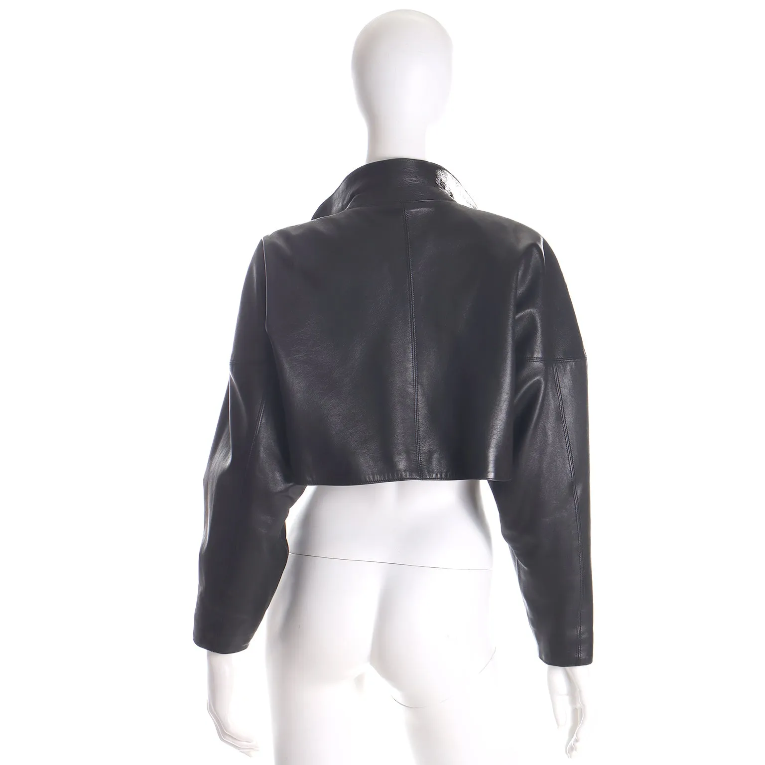 1983 Alaia Iconic Cropped Leather Vintage Black Jacket Documented