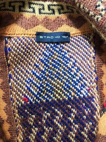 2000s ETRO JACQUARD WOOL MULTI COLOUR LONG COAT