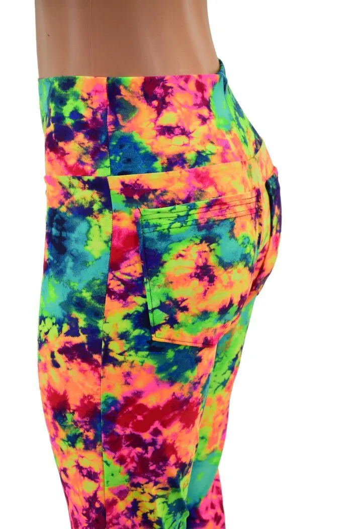 Acid Splash High Waist Solar Flares with Back Pockets