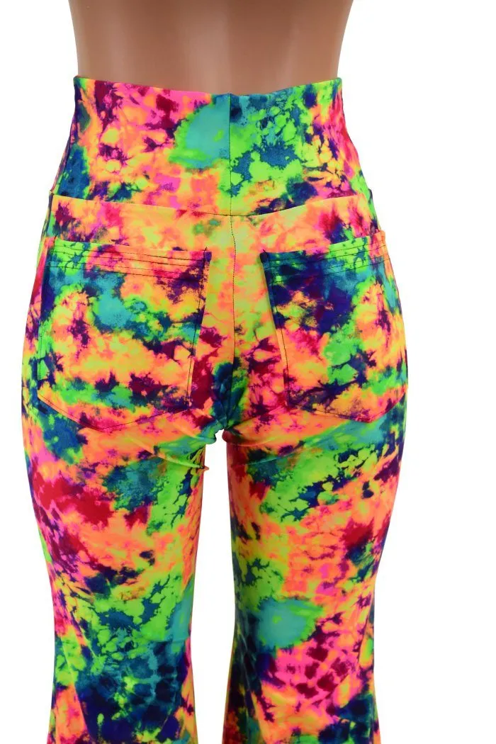 Acid Splash High Waist Solar Flares with Back Pockets