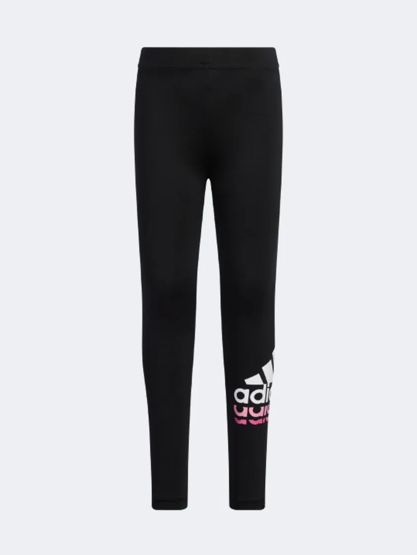 Adidas Badge Of Sport Logo Girls Sportswear Tight Black