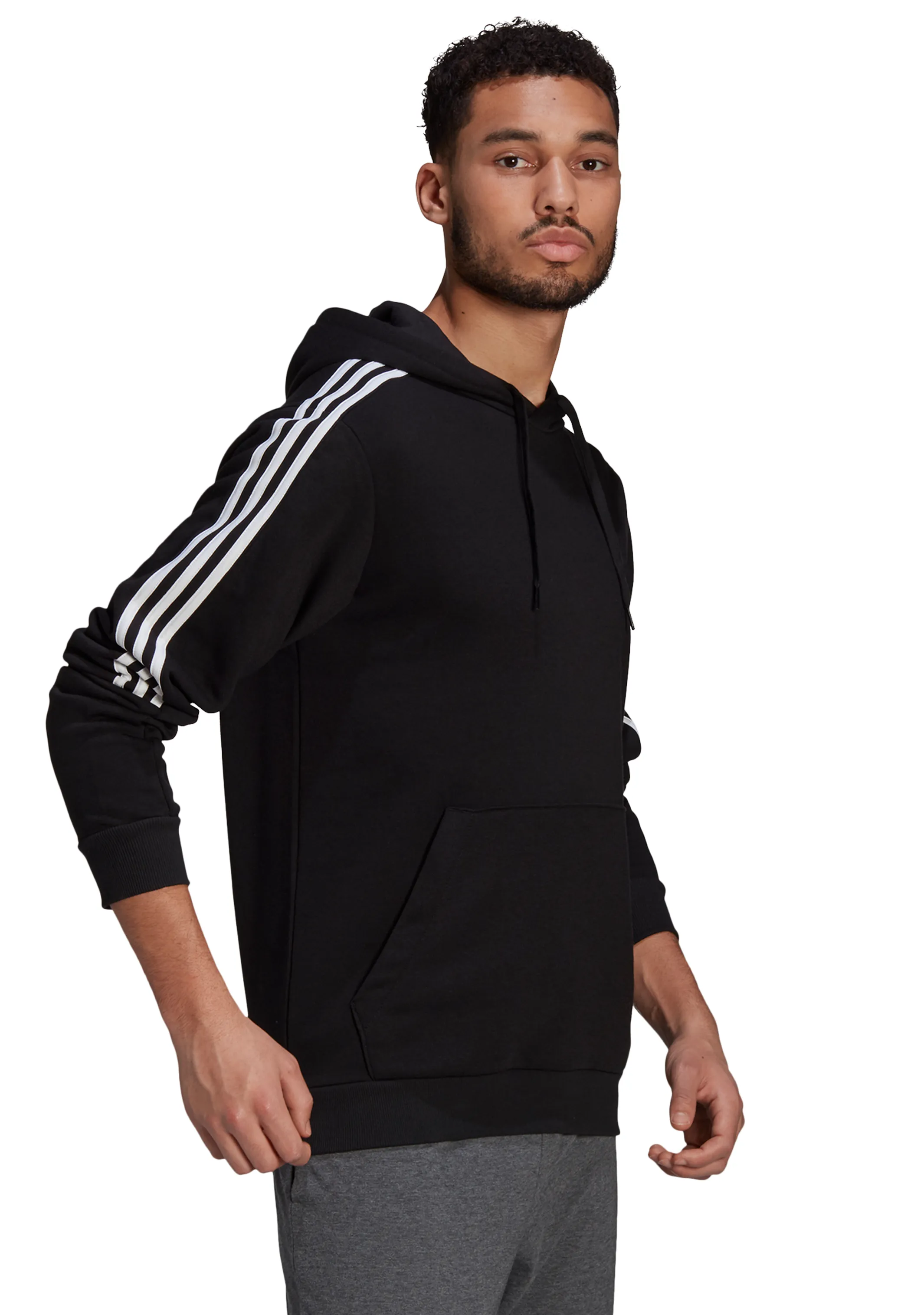 Adidas Mens Essentials Fleece Cut 3 Stripes Hoodie <br> GK9581