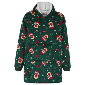 Adults Christmas Hoodie Blanket Festive Fleece Hooded Top One Size