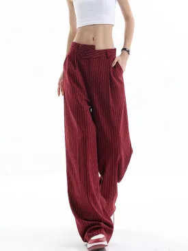 Asymmetrical High-Waist Pinstripe Pants