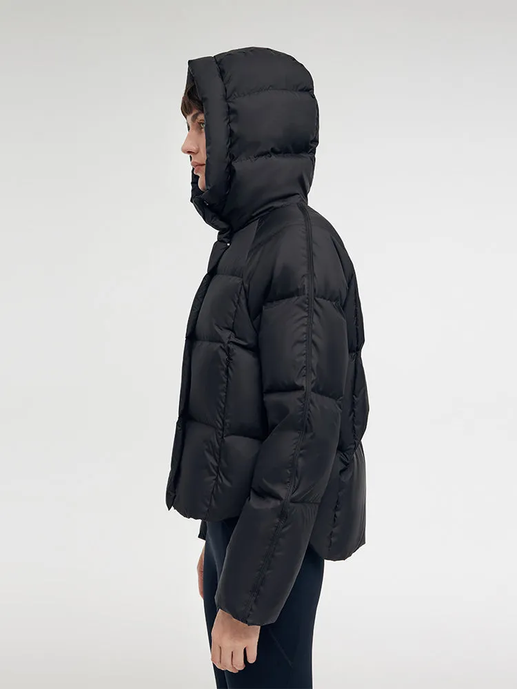 Black Hooded Goose Down Jacket