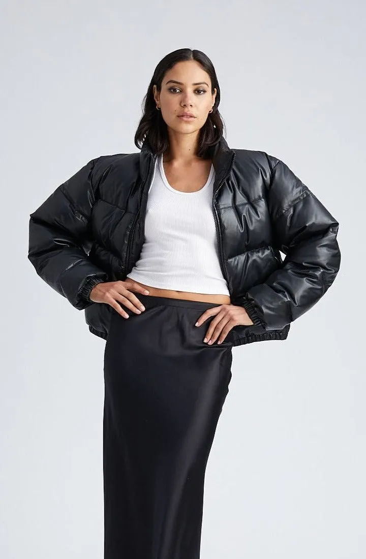 Black Leather Puffer