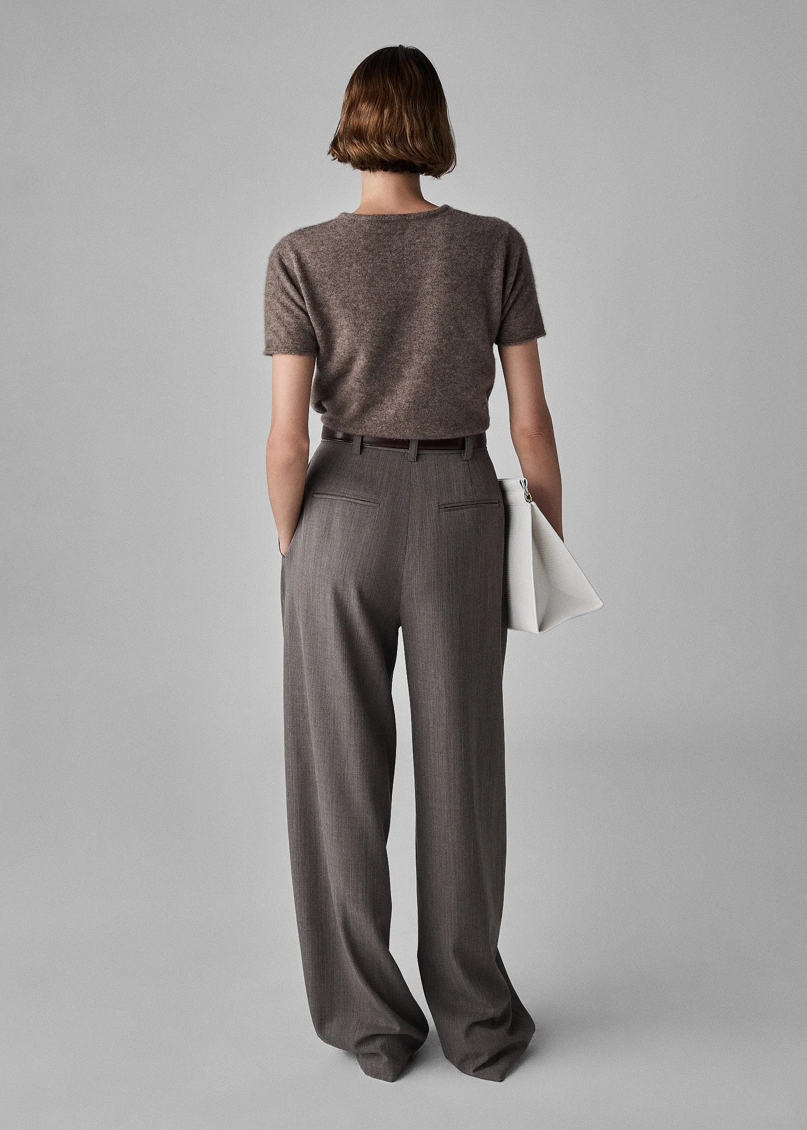 Boxy Tee in Cashmere Silk - Brown