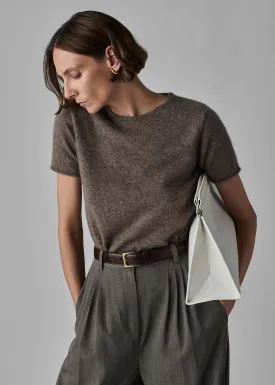 Boxy Tee in Cashmere Silk - Brown