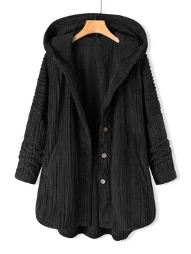 Button Down Longline Hooded Jacket