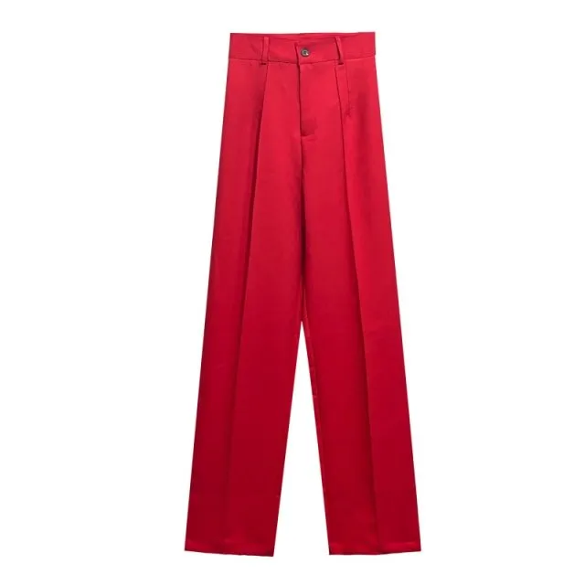 Classic Solid Straight Style High Waist Zipper Fly Pants