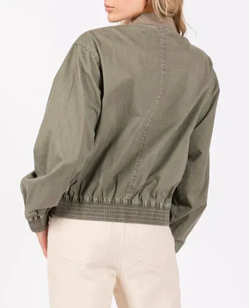 Colder Days Washed Bomber Jacket in Olive