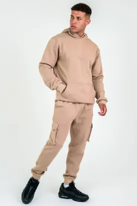 Compton Street Cargo Fleece Tracksuit - Beige