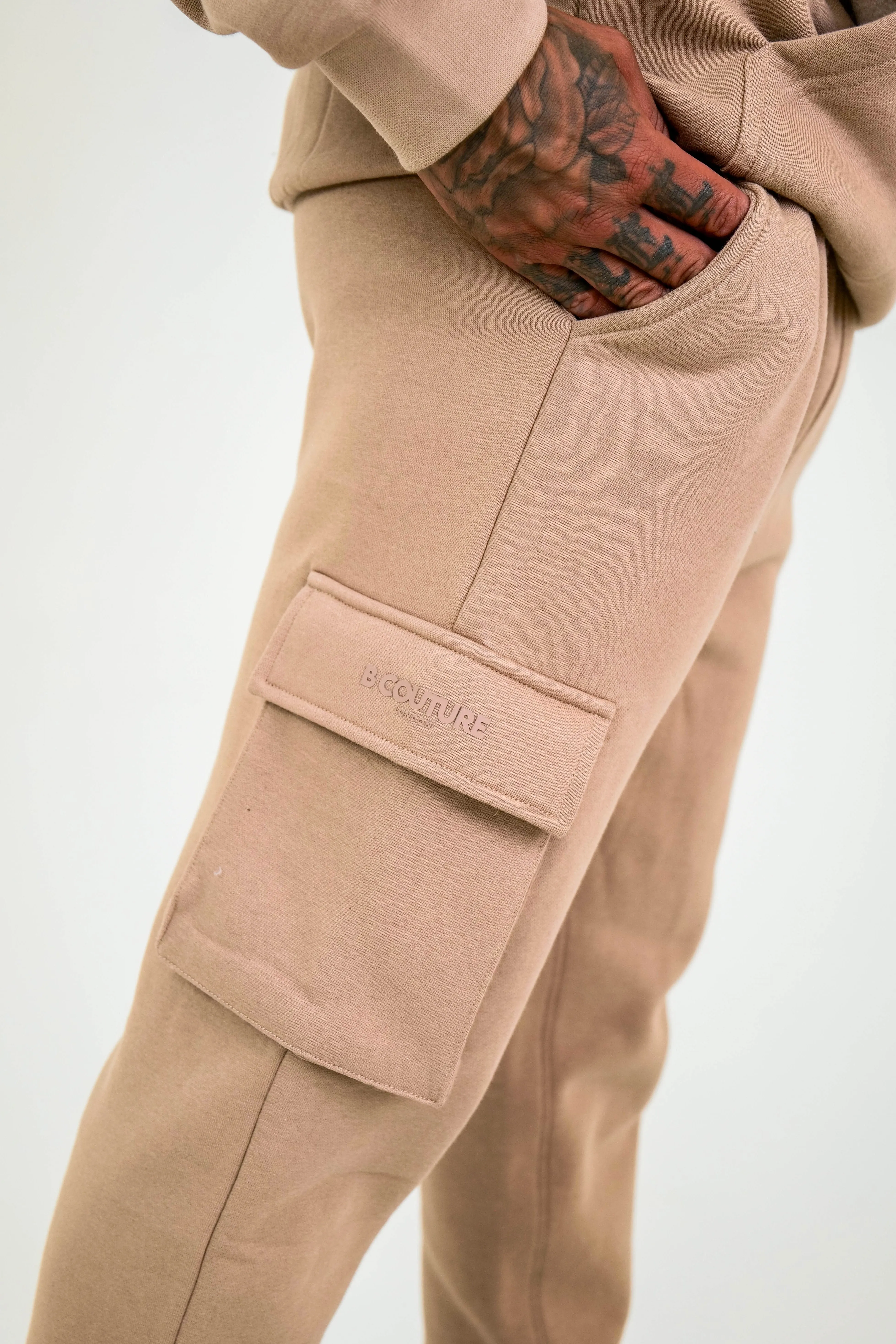 Compton Street Cargo Fleece Tracksuit - Beige