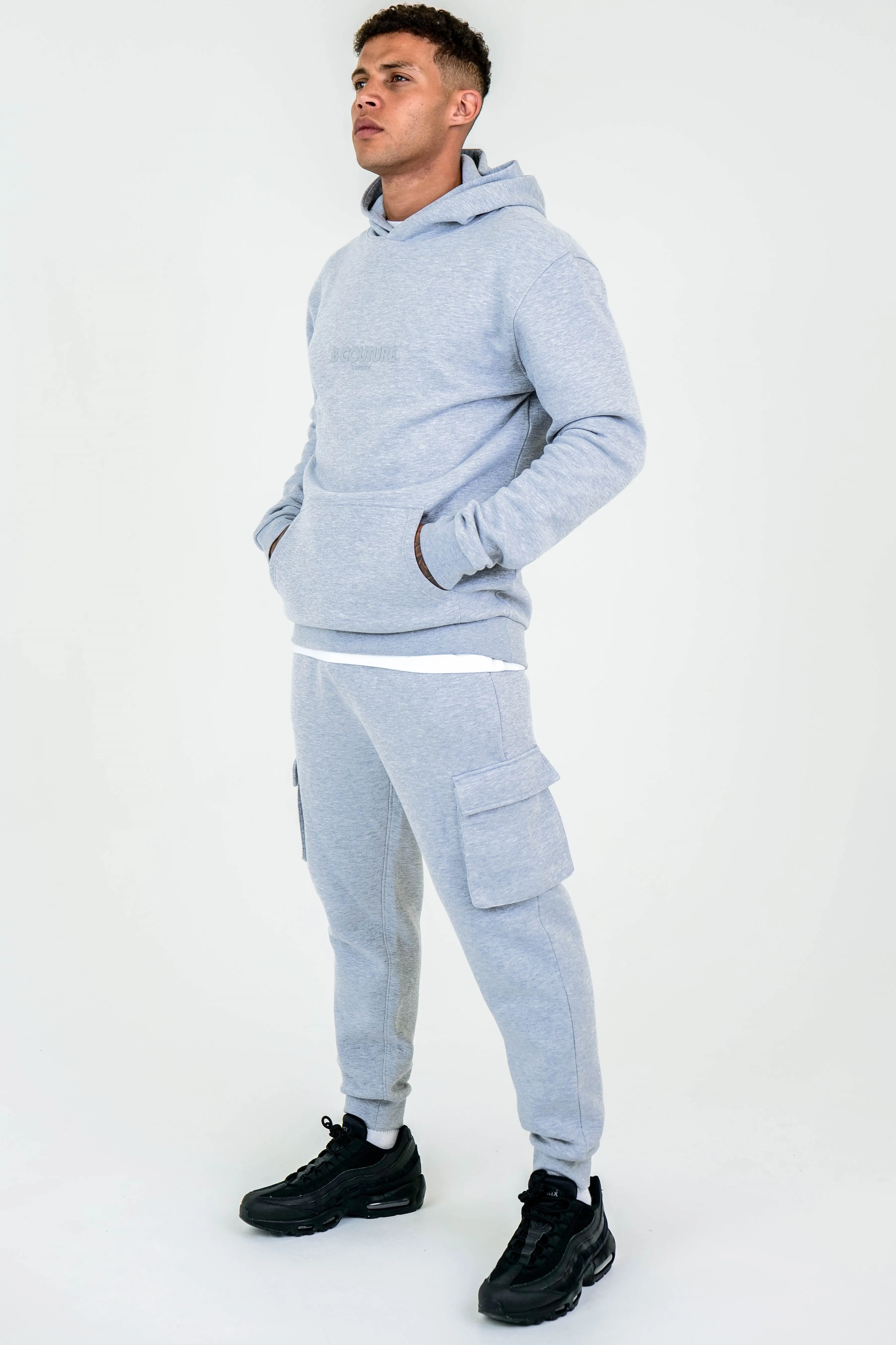 Compton Street Cargo Fleece Tracksuit - Grey Marl