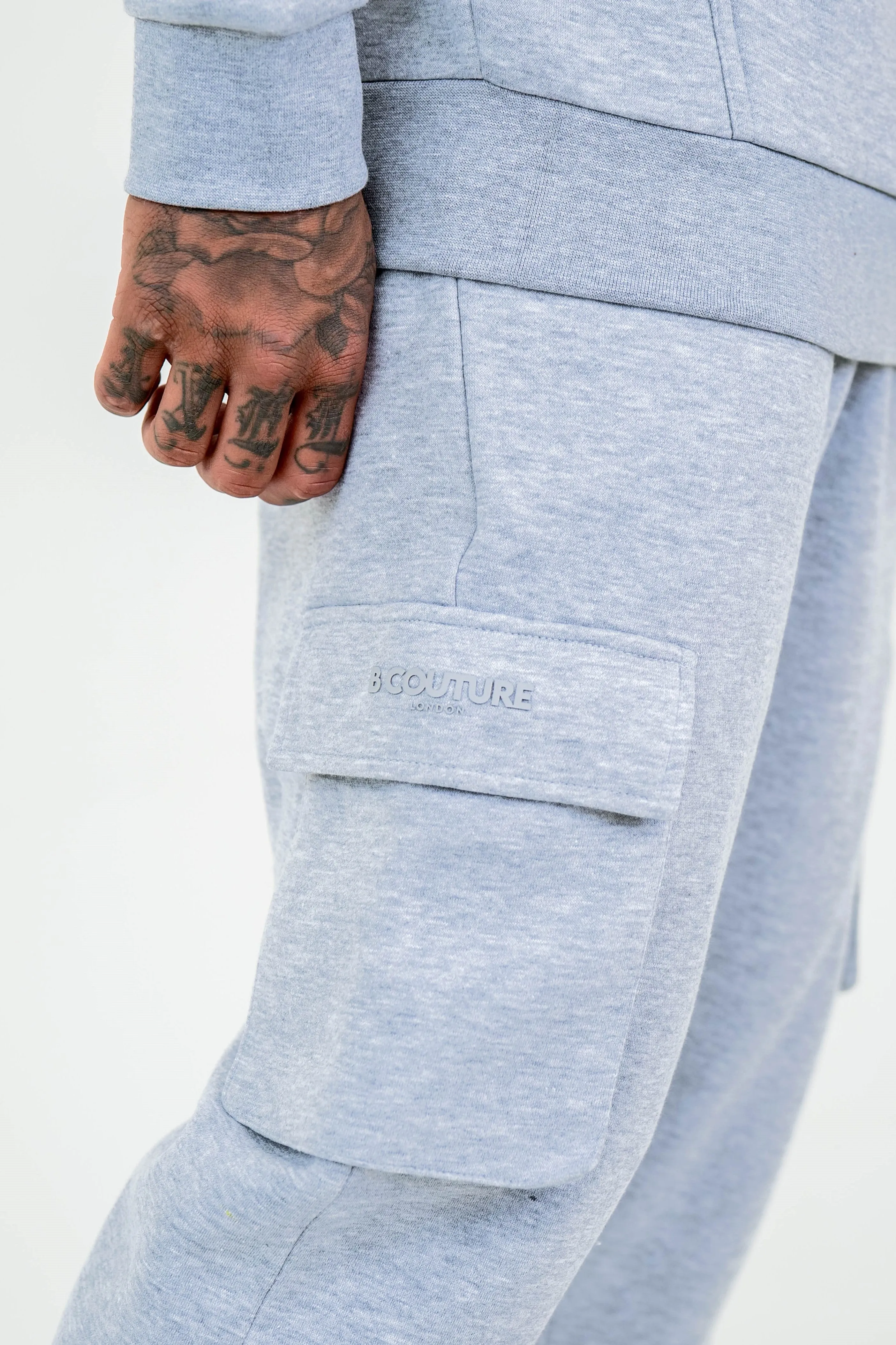 Compton Street Cargo Fleece Tracksuit - Grey Marl