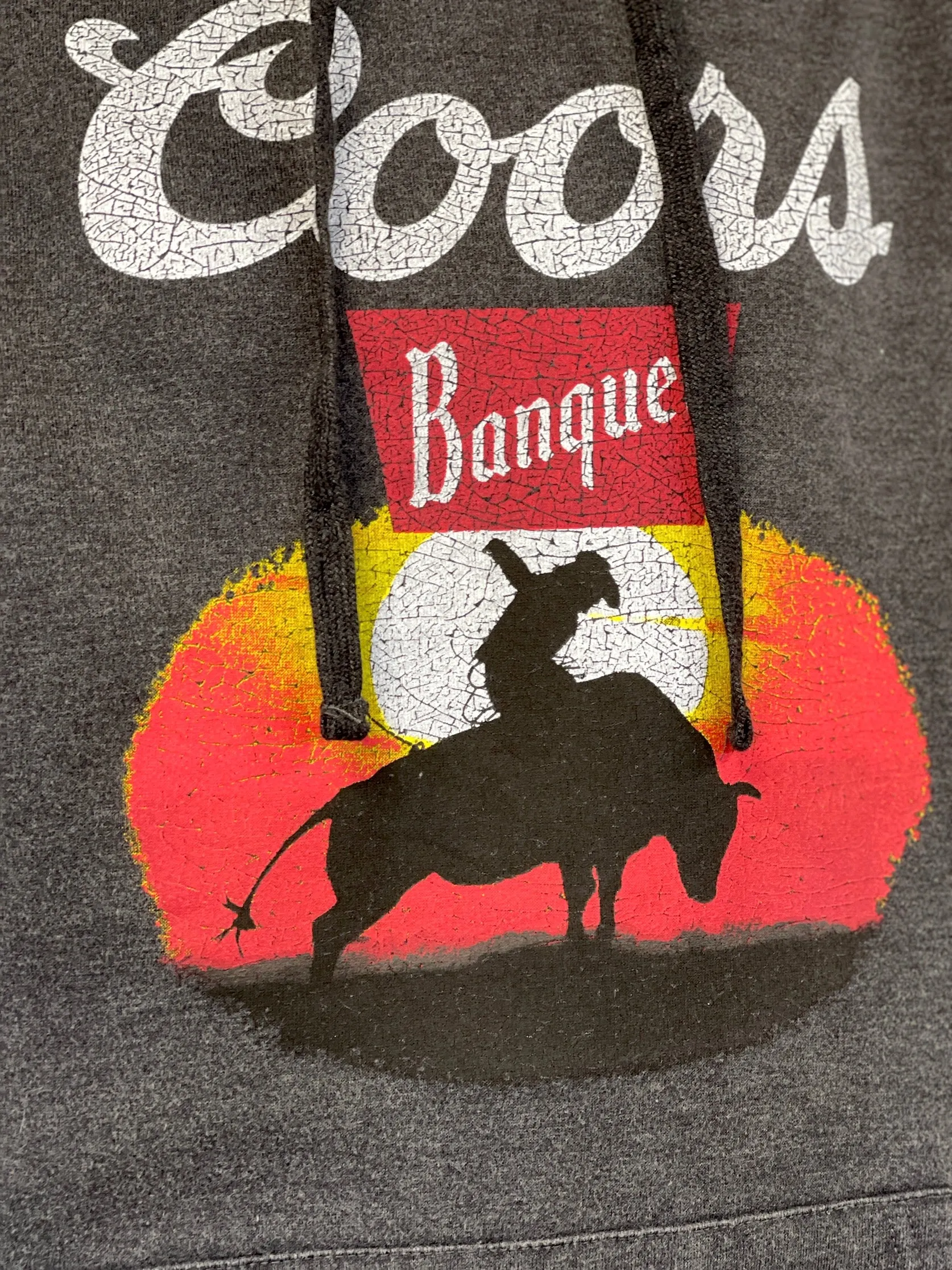 Coors Banquet SUNSET COWBOY Hoodie- Dark Charcoal Grey