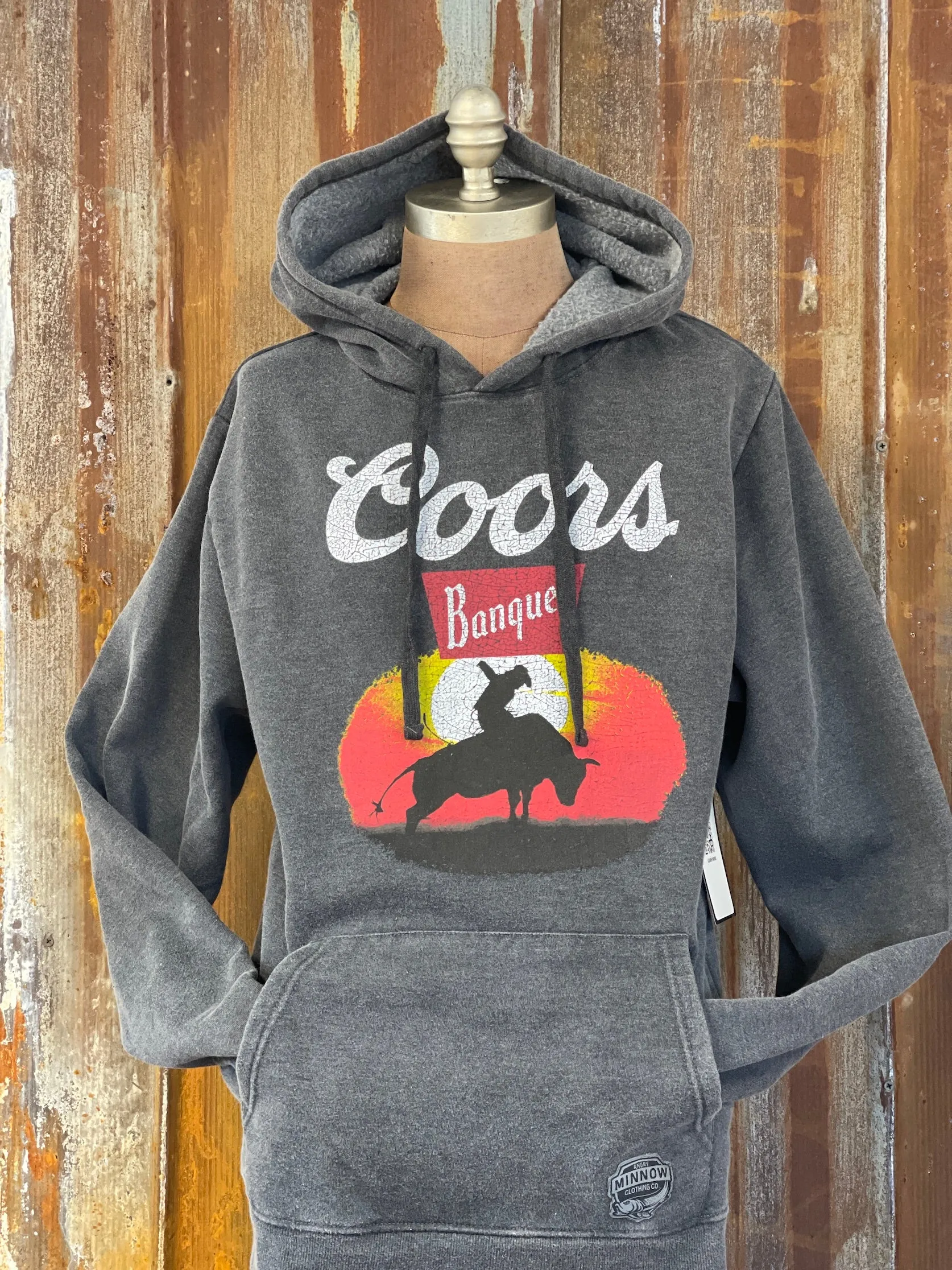 Coors Banquet SUNSET COWBOY Hoodie- Dark Charcoal Grey