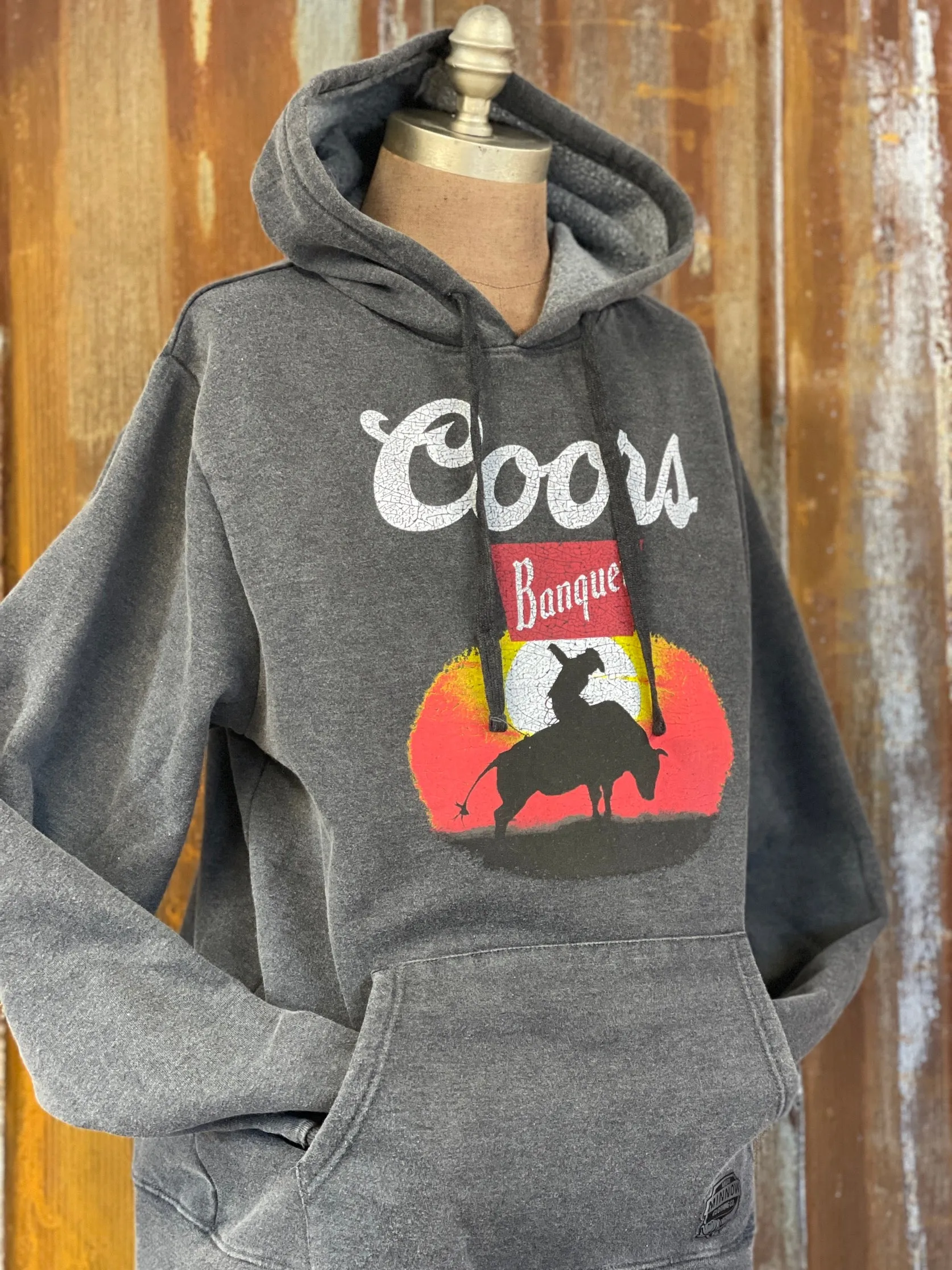 Coors Banquet SUNSET COWBOY Hoodie- Dark Charcoal Grey