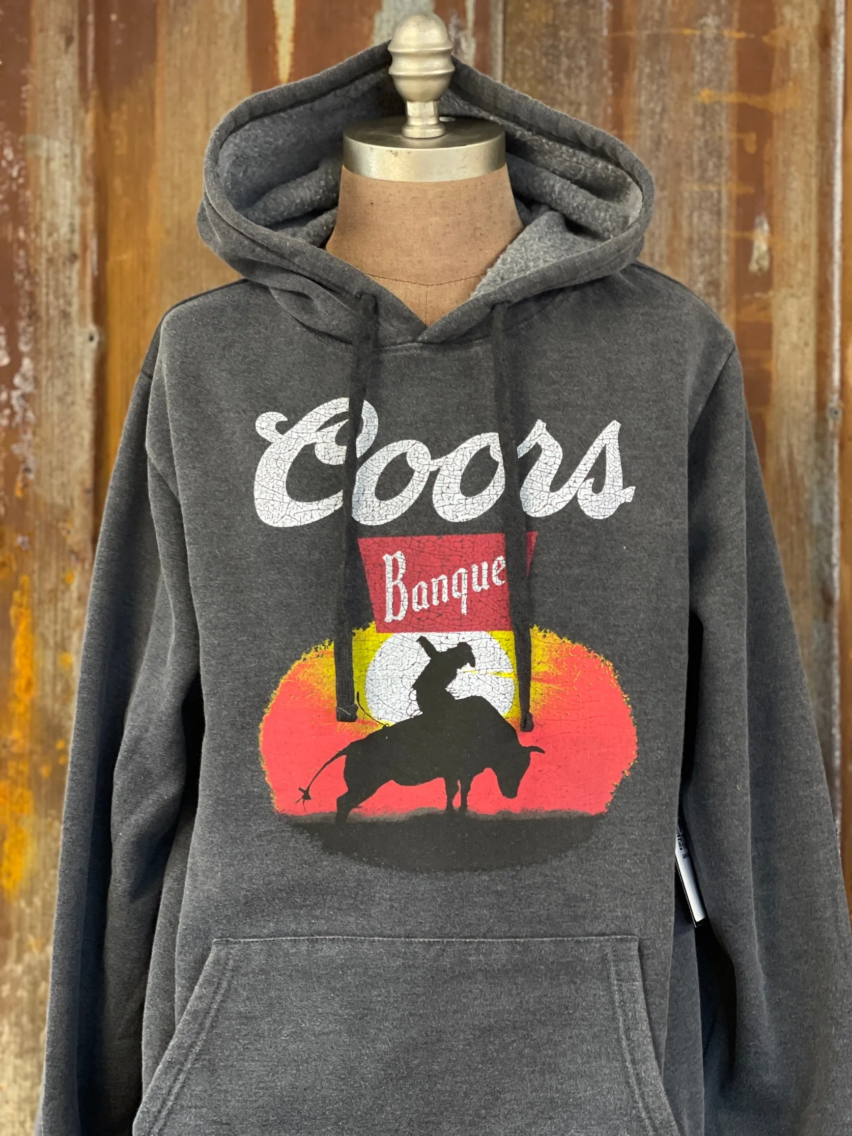 Coors Banquet SUNSET COWBOY Hoodie- Dark Charcoal Grey