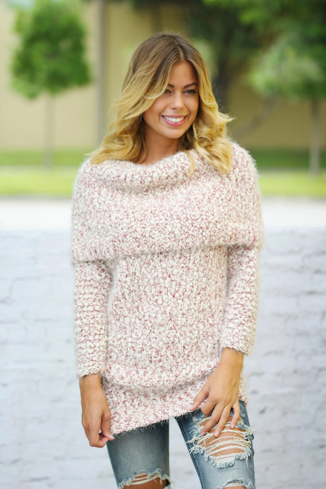 Crimson Plush Chunky Sweater