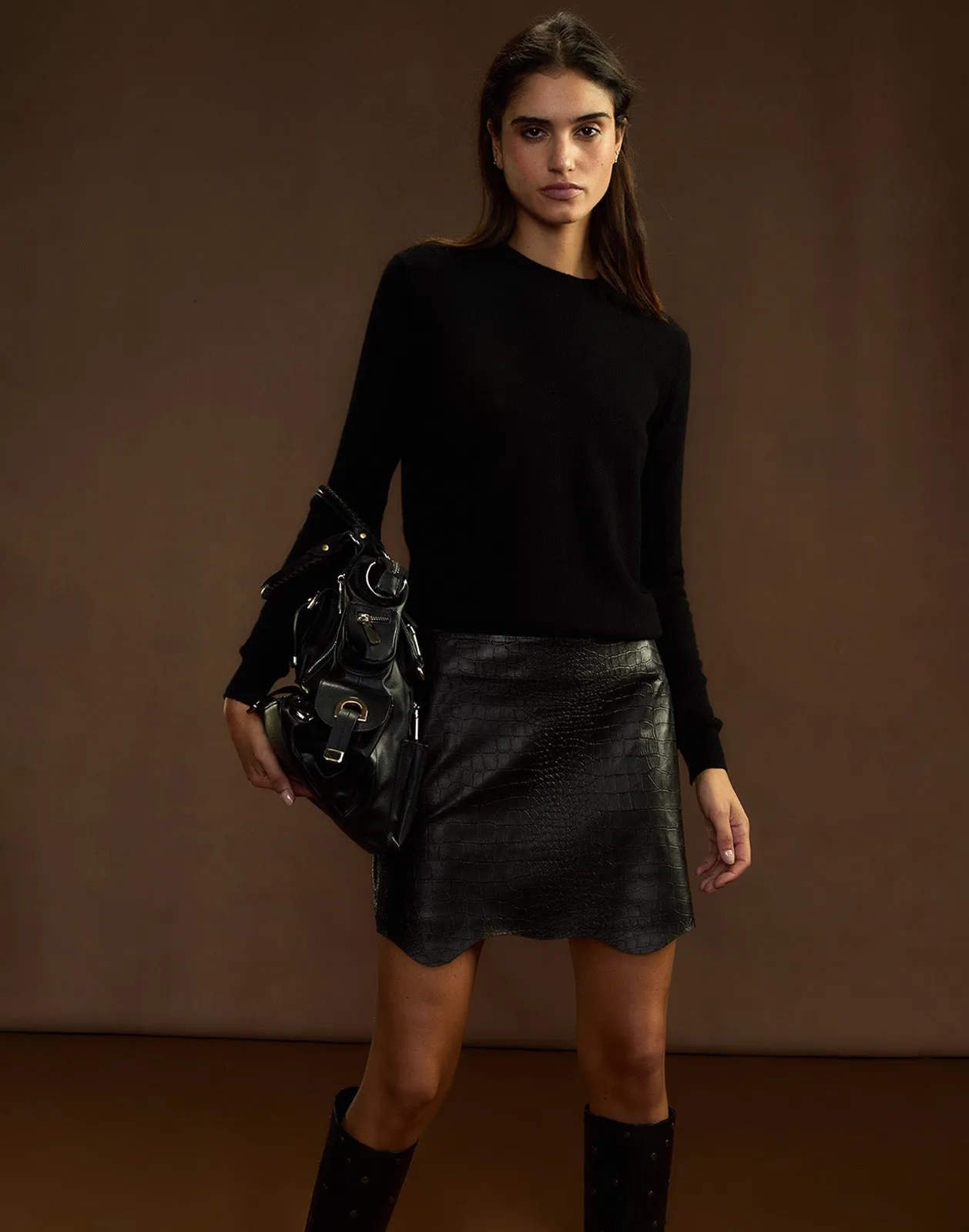 Embossed Leather Skirt