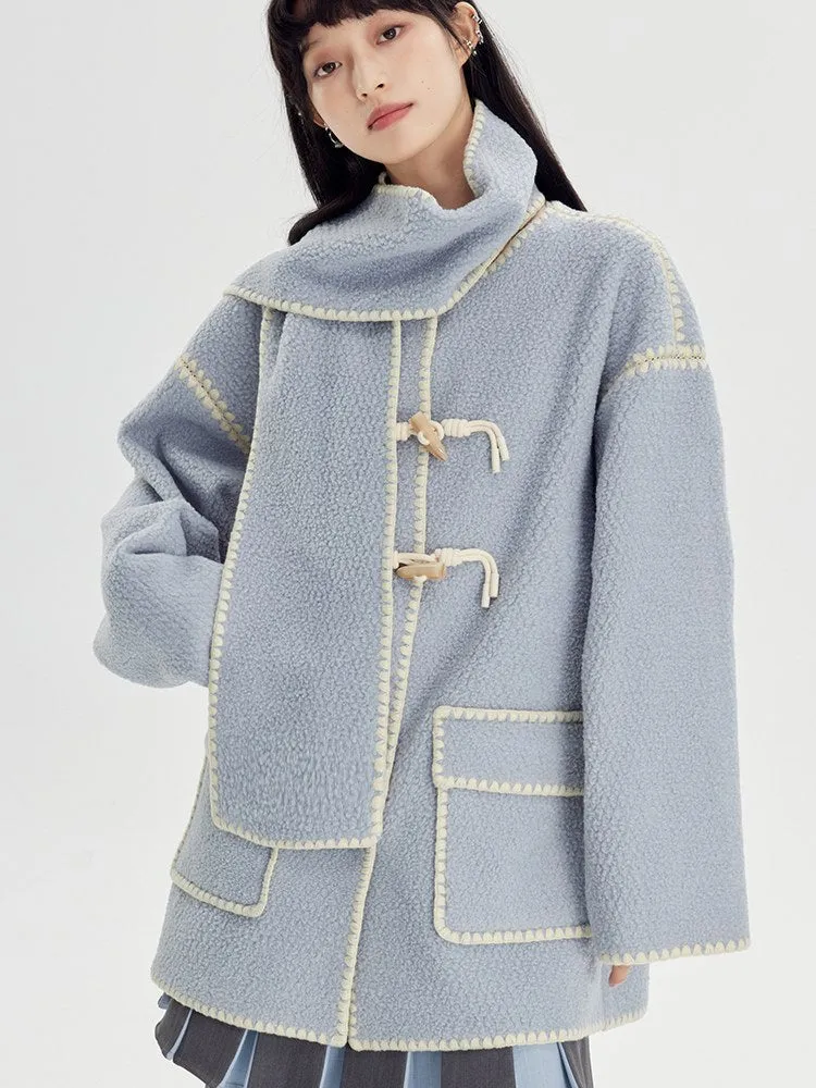 Embroidered Lamb Wool Shell Coat