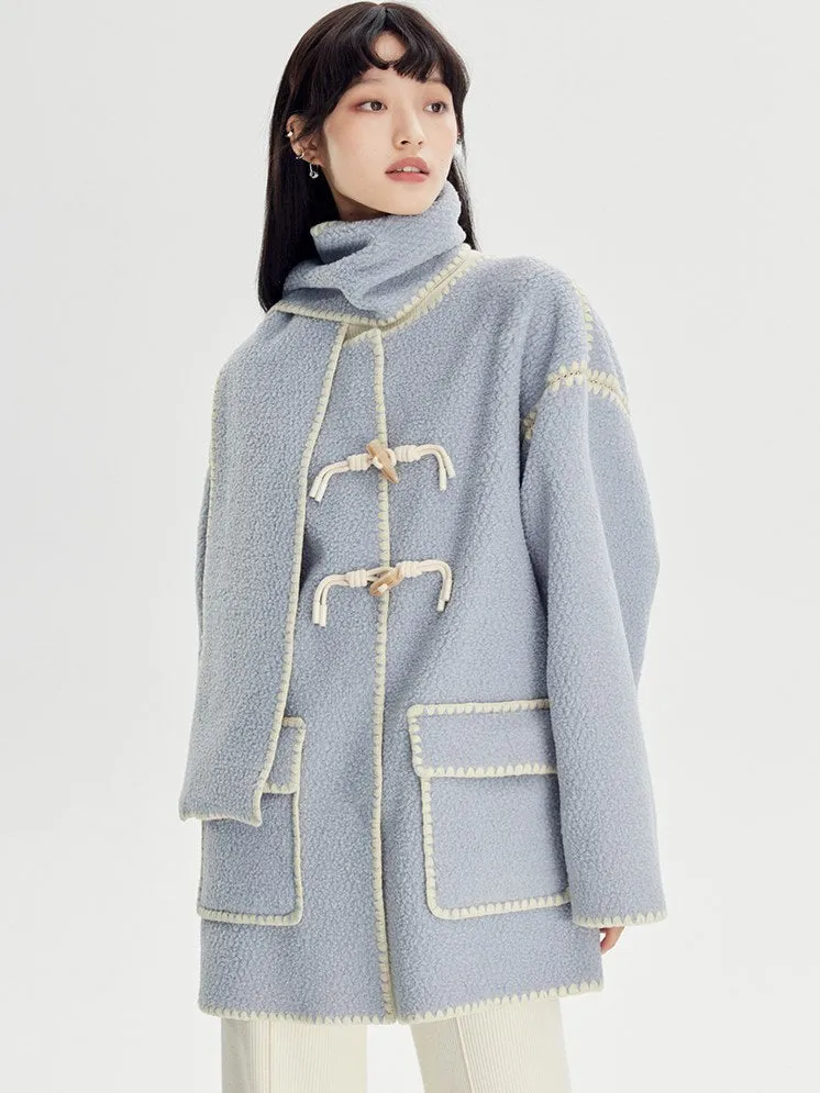 Embroidered Lamb Wool Shell Coat