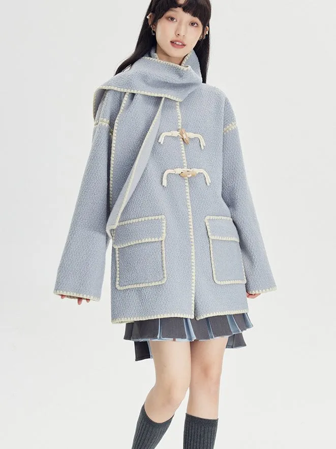 Embroidered Lamb Wool Shell Coat