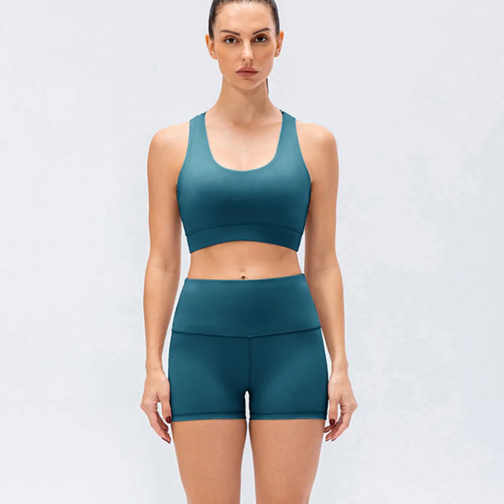 Exposed Seam High Waist Yoga Shorts