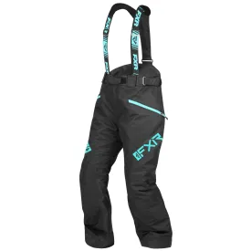 FXR  Womens Fresh Snowmobile Pants F.A.S.T. Insulated Black Sky Blue Snow Bibs