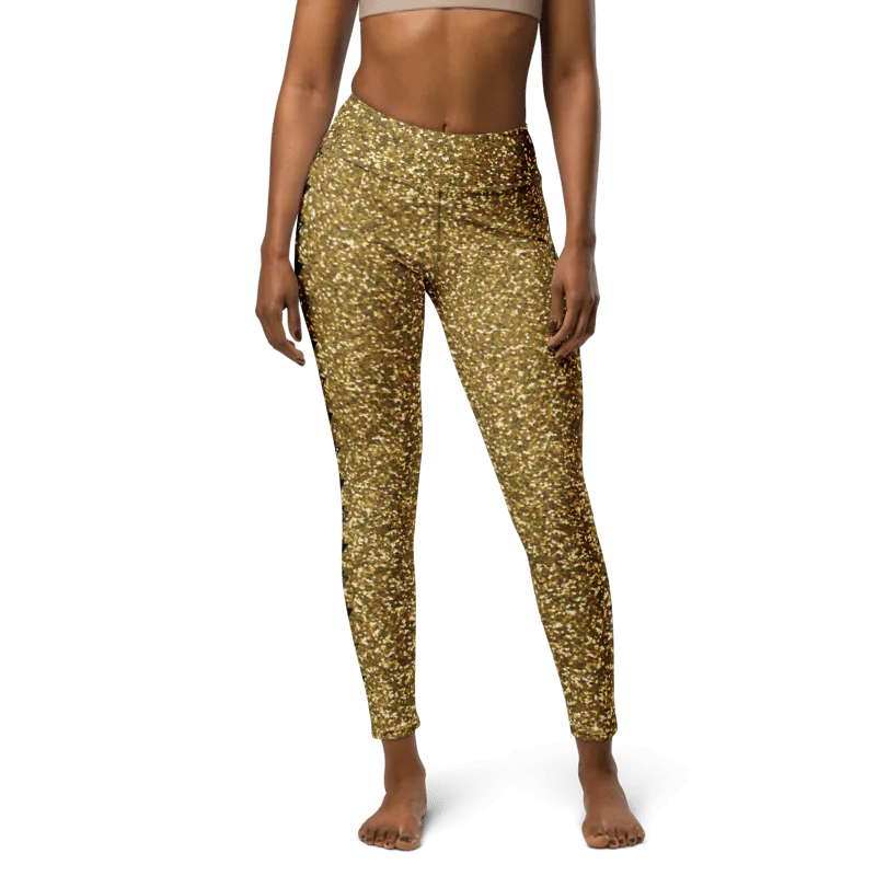 Gold Glitter Chakra High Waist Yoga Leggings