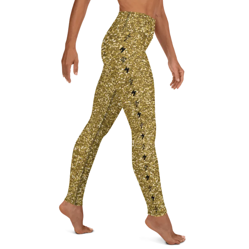 Gold Glitter Chakra High Waist Yoga Leggings