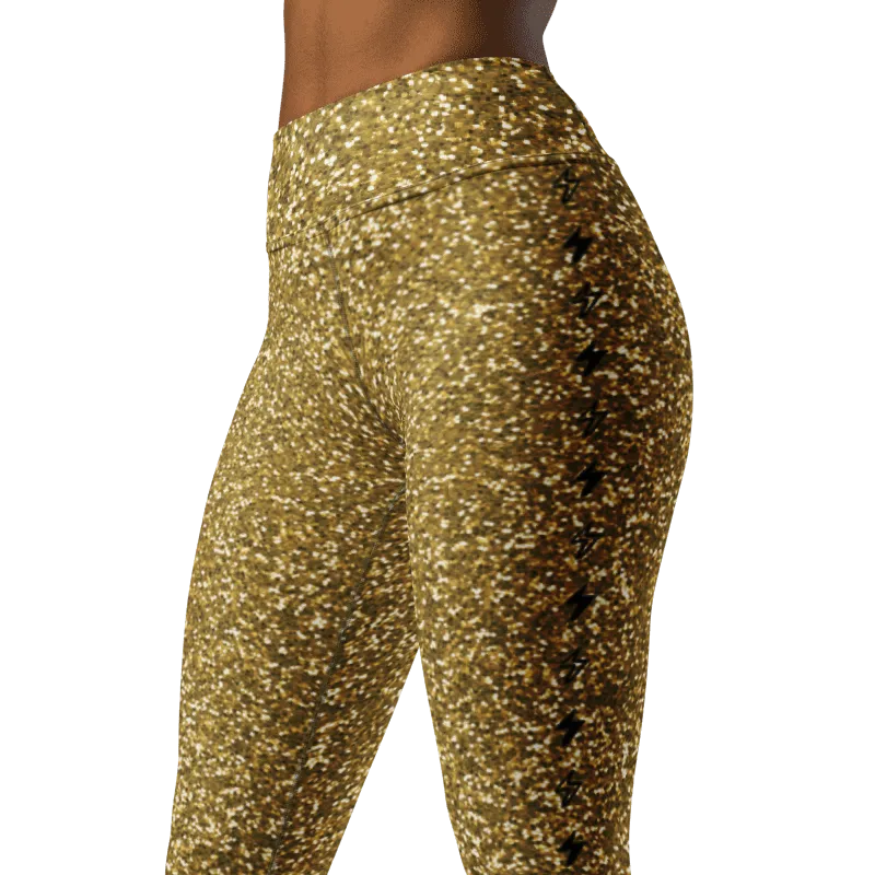 Gold Glitter Chakra High Waist Yoga Leggings