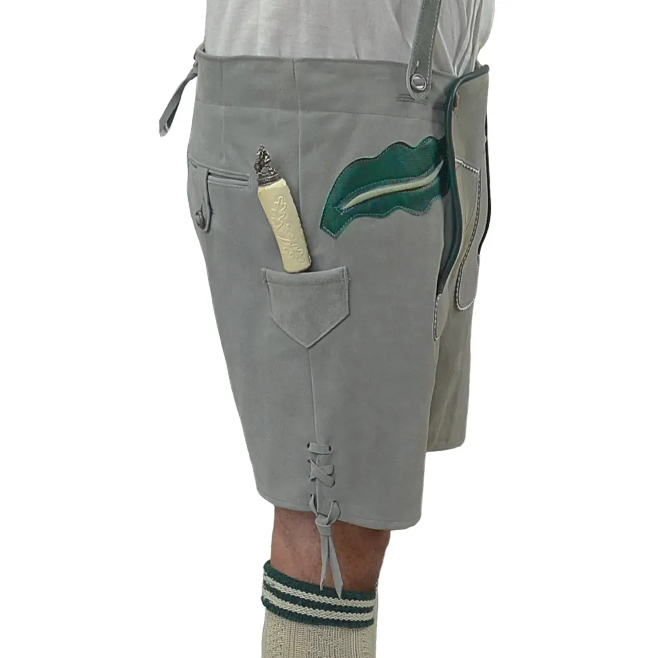 Gray Cow Lederhosen with Oak Leaves