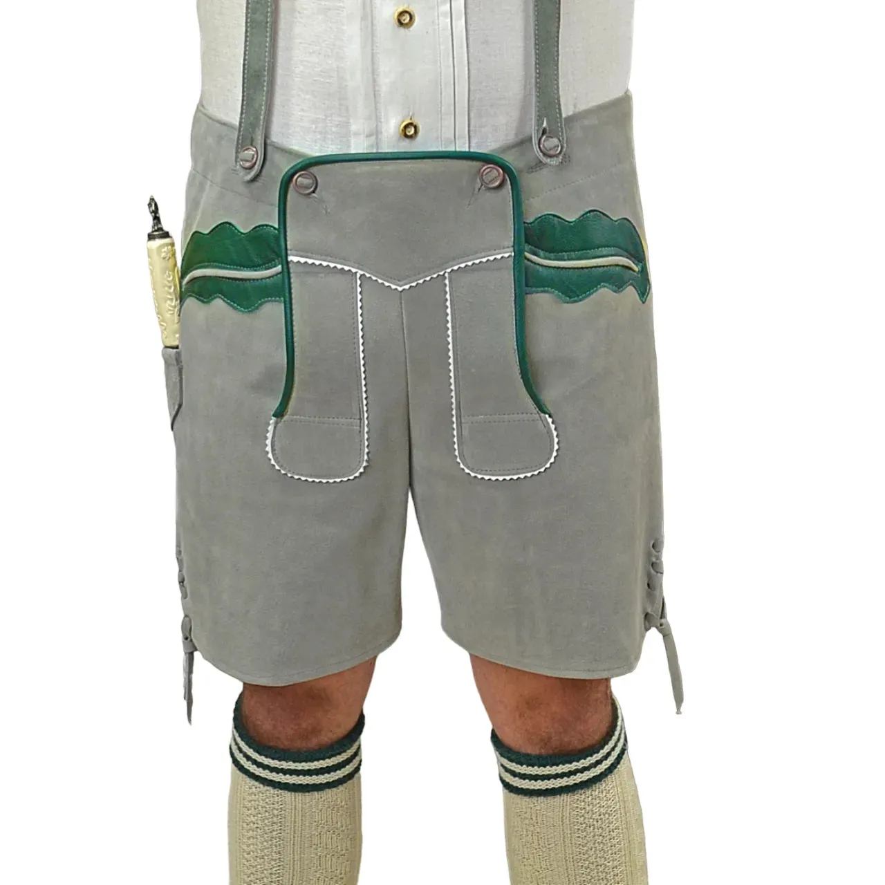 Gray Cow Lederhosen with Oak Leaves