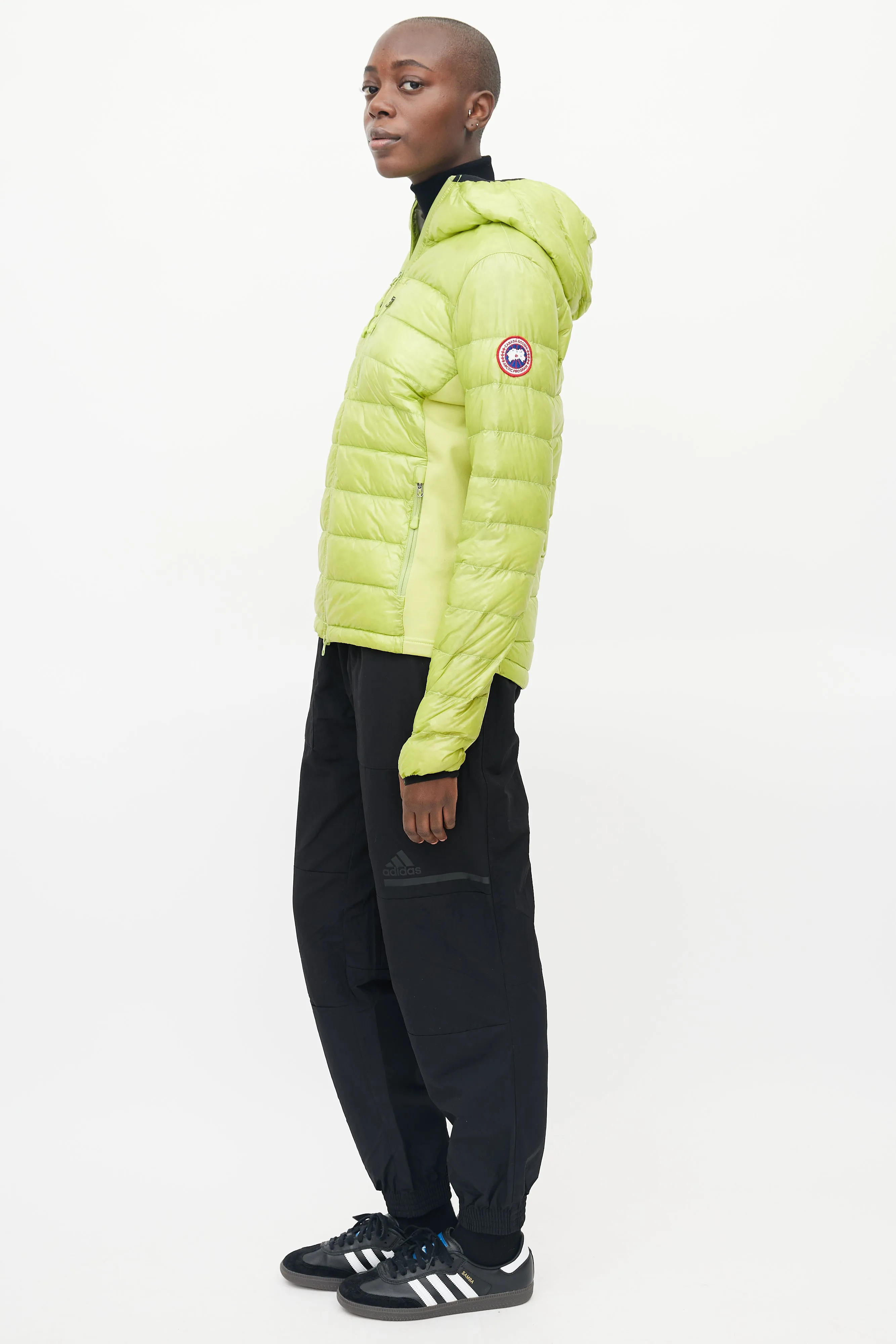 Green Nylon Hybridge Hooded Jacket