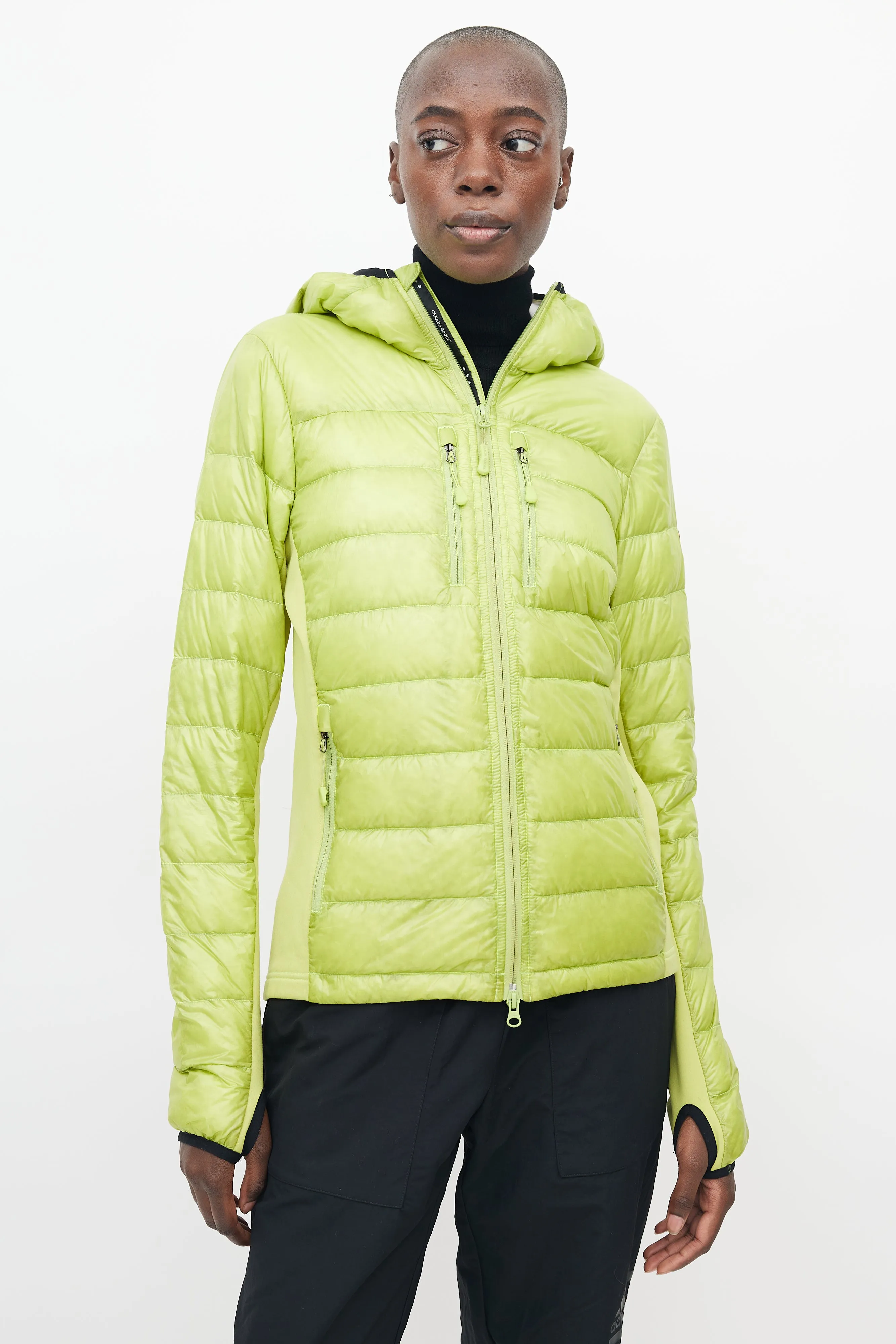 Green Nylon Hybridge Hooded Jacket