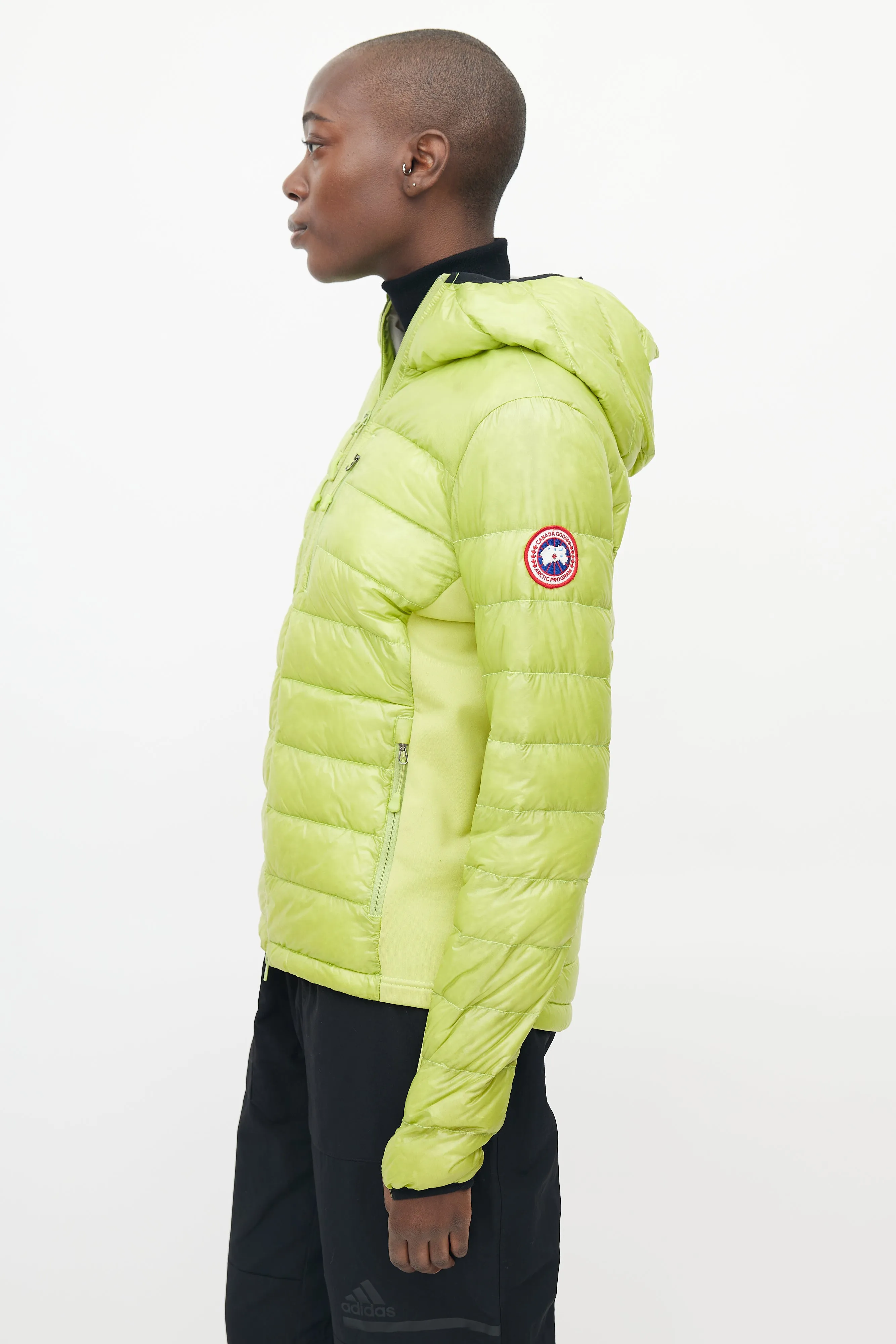 Green Nylon Hybridge Hooded Jacket