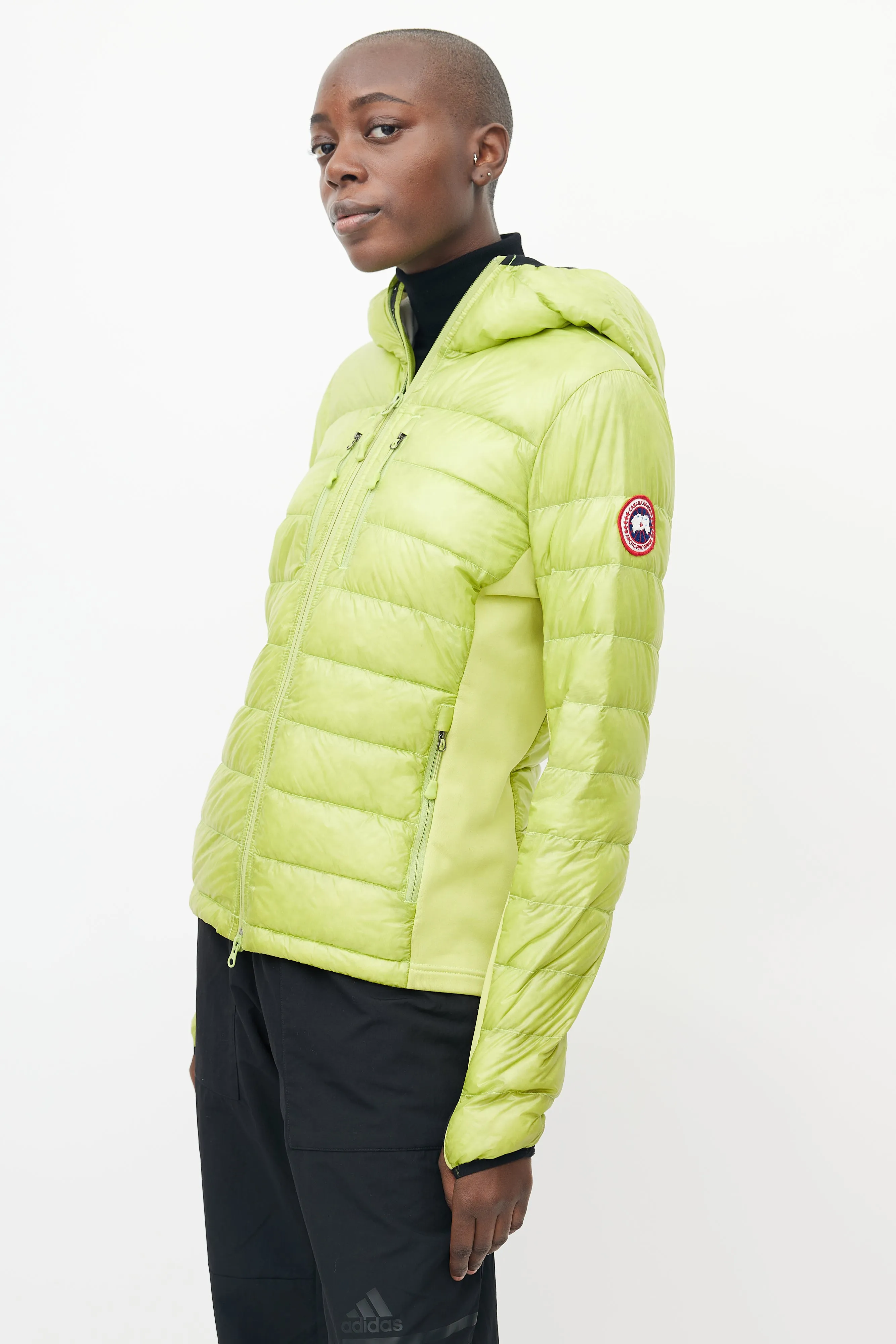 Green Nylon Hybridge Hooded Jacket