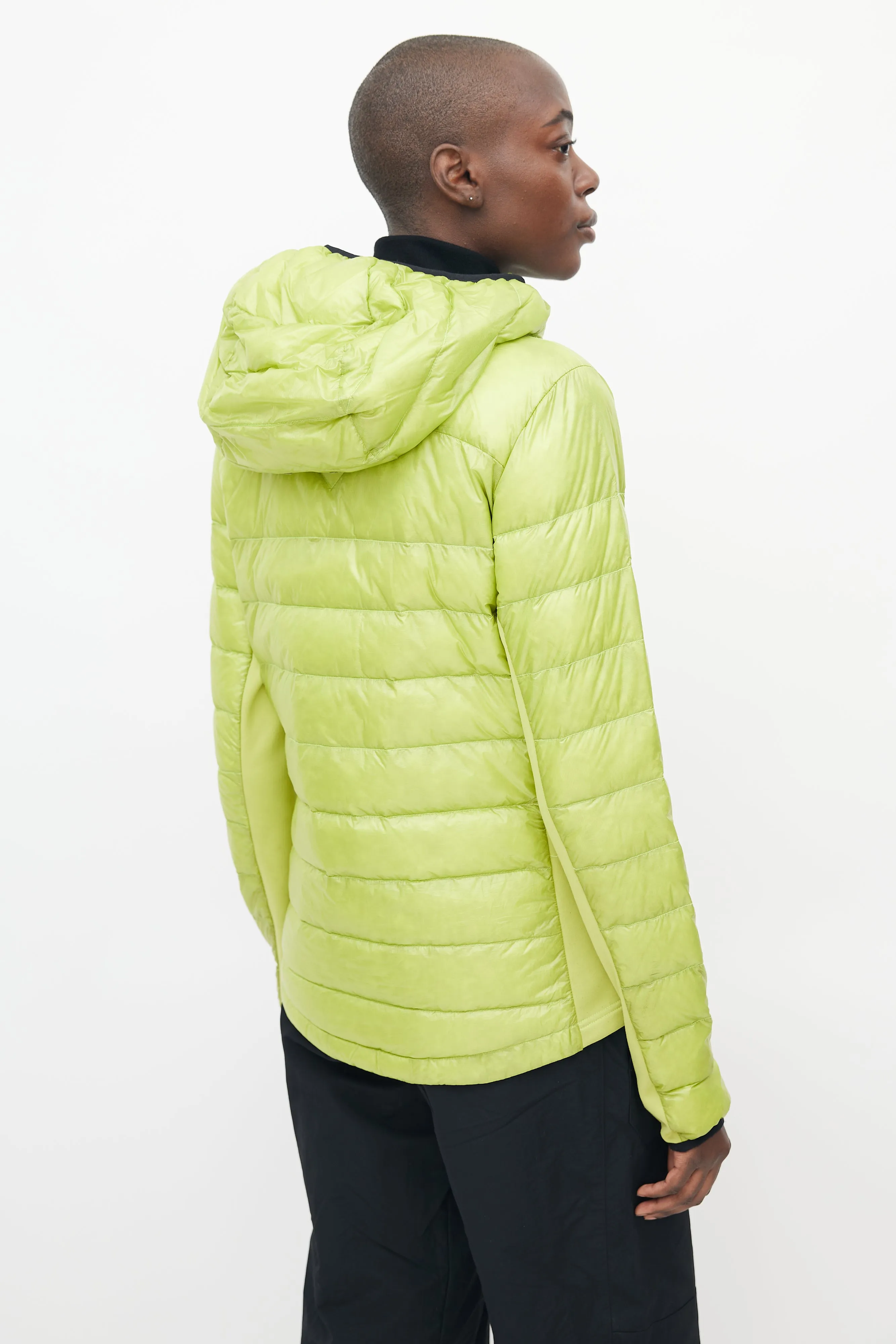 Green Nylon Hybridge Hooded Jacket