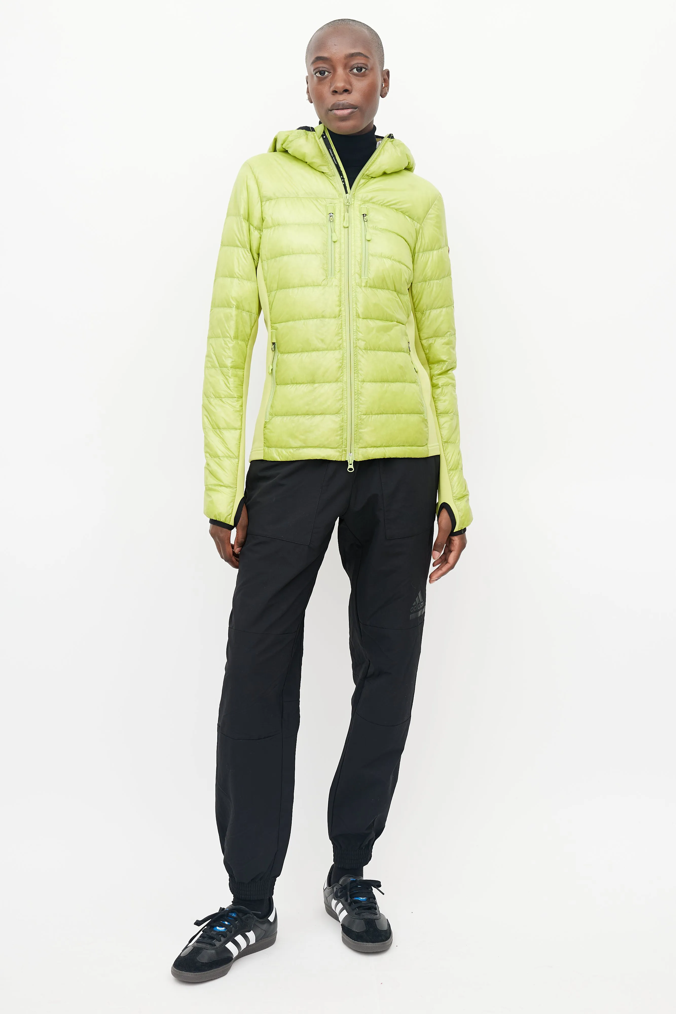 Green Nylon Hybridge Hooded Jacket