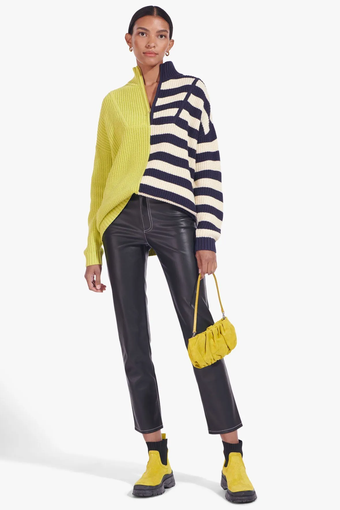 HAMPTON SWEATER | CHARTREUSE TWO TONE STRIPE