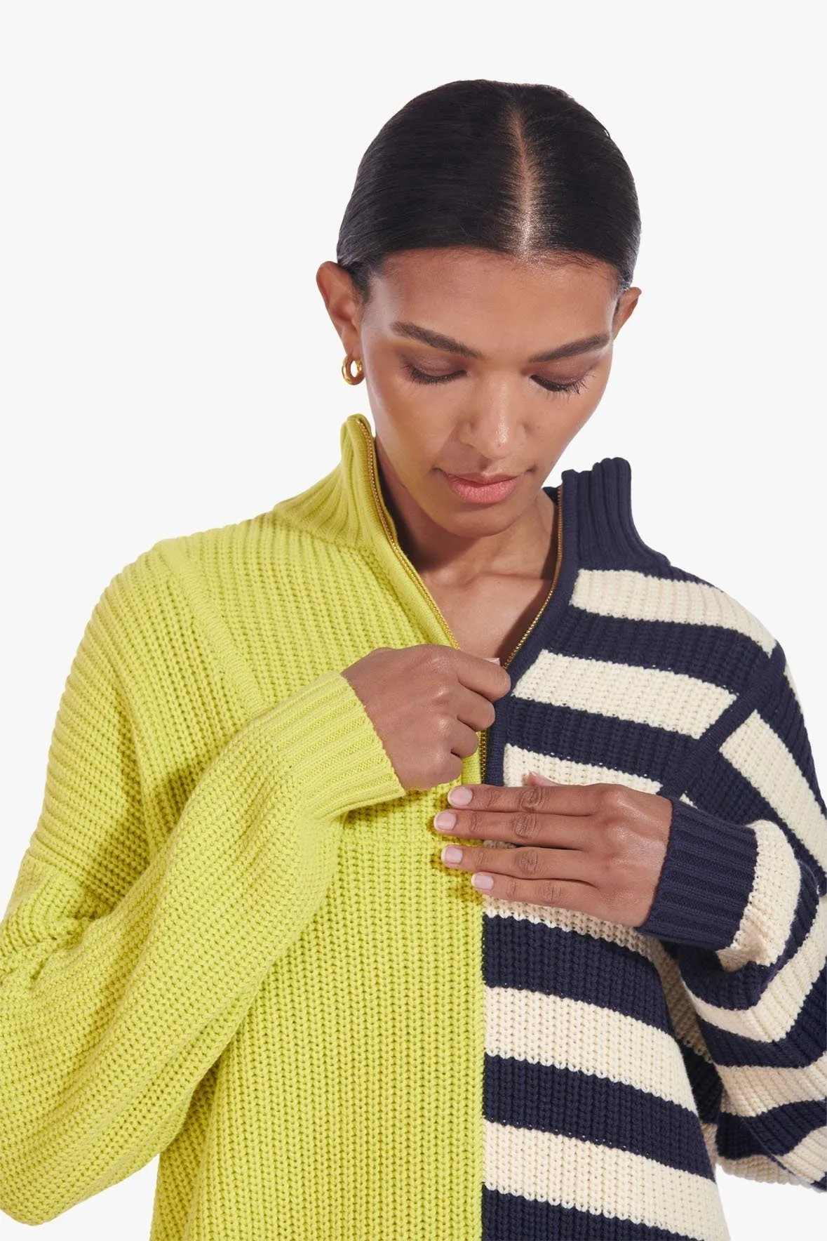 HAMPTON SWEATER | CHARTREUSE TWO TONE STRIPE