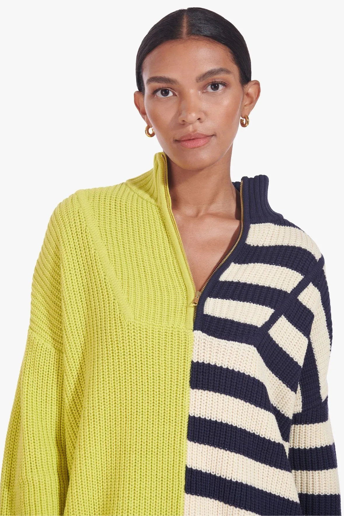 HAMPTON SWEATER | CHARTREUSE TWO TONE STRIPE