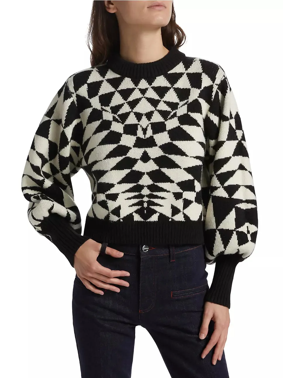 Heart Deco Black Knit Sweater