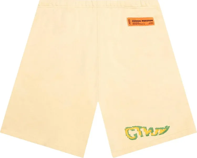 Heron Preston CTNMB Pixel Warp Sweatshorts 'Beige/Green', tan