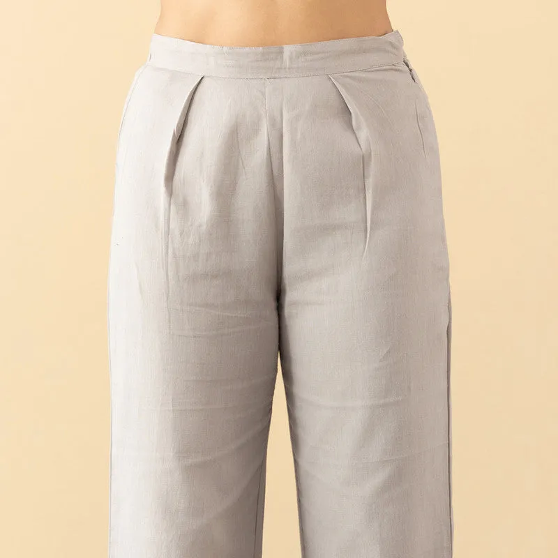 High Waist Cotton Pants | Grey