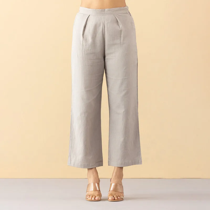 High Waist Cotton Pants | Grey