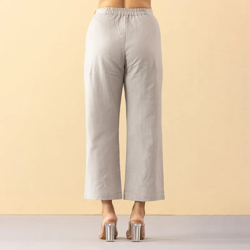 High Waist Cotton Pants | Grey