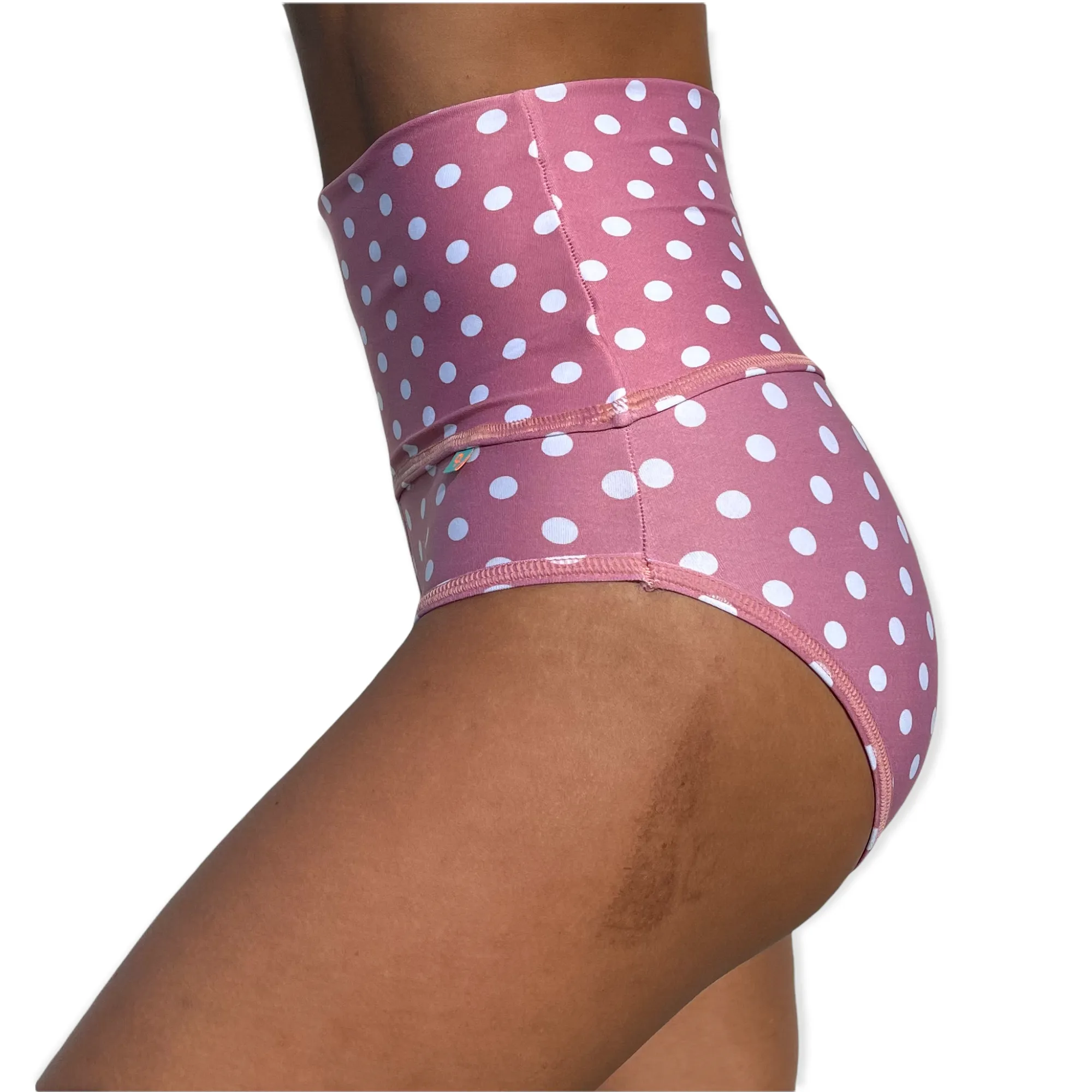 HIGH WAIST MINI SHORTS Pink Polka Dots